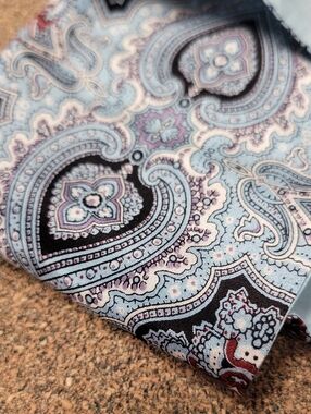 Talbots Light Blue Silk  Scarf Or Cavat with Subtle Pattern